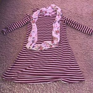 Jenna and Jessie burgundy striped dress in size 10